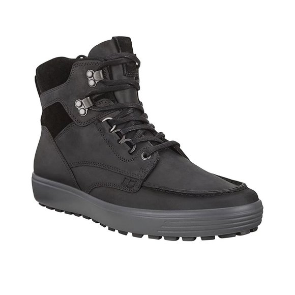 Ecco Other - Ecco Men's Soft 7 Tred Moc Toe Lace Up Hiking Boot Oiled Leather Black 43